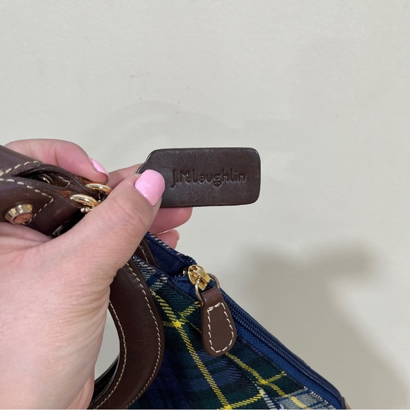 RARE J. McLaughlin Tartan Handbag Vintage Wool /Leather plaid Handbag - Picture 9 of 15